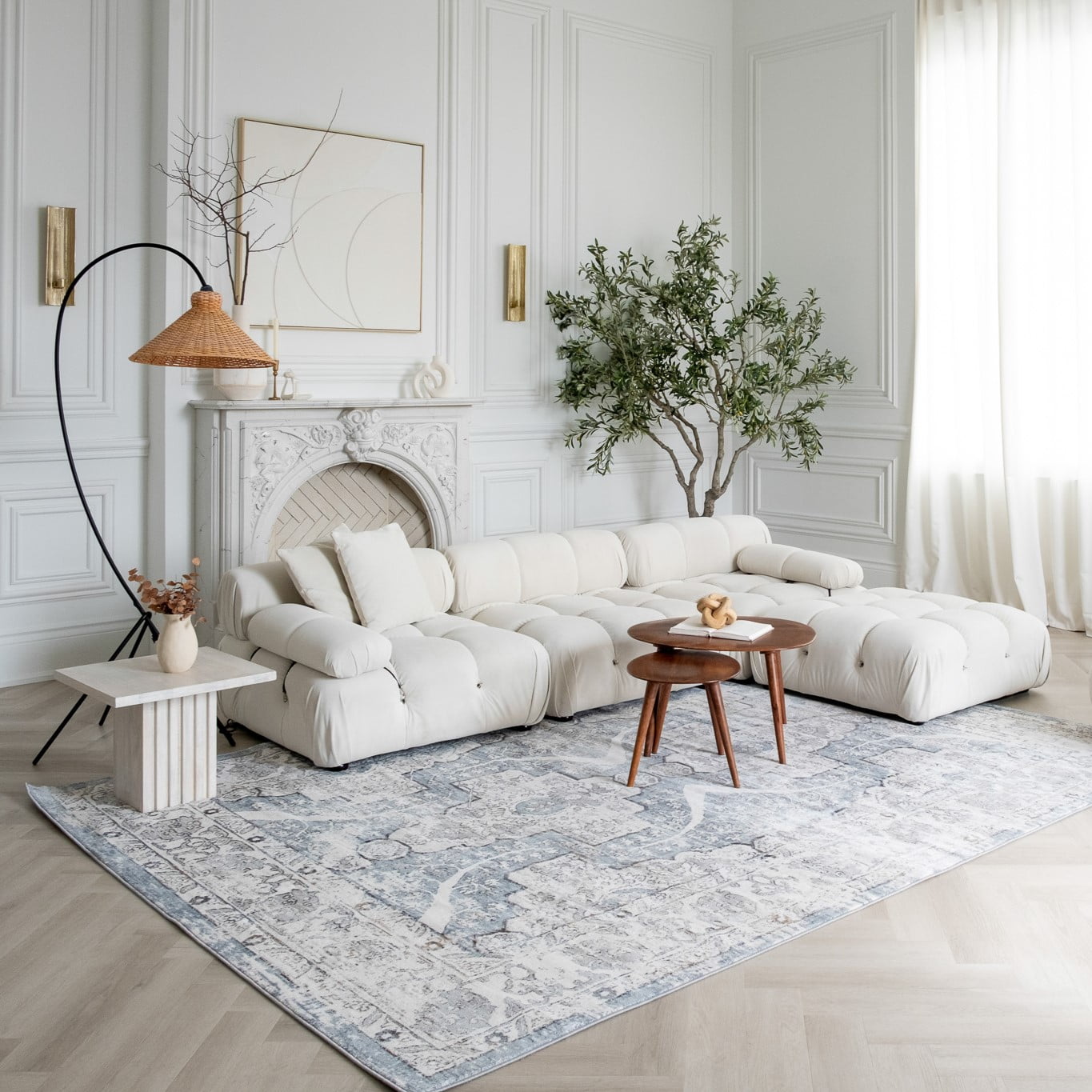 Rug Branch Atlas Vintage Indoor Area Rug, Blue Grey, Modern - Living Room, Bedroom, Dining Room, and Kitchen