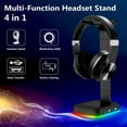 thumbnail image 4 of ICQOVD RGB Gaming Headphones Stand Headset Stand with 2 USB Charging Ports Desk Gaming Headset with Rubber Base, 4 of 8