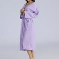 thumbnail image 5 of Ashirexll Robes for Women Lightweight Waffle Full-Length Robe Winter Warm Couple Bathrobe Men and Women and Winter Bathrobe Purple L, 5 of 5