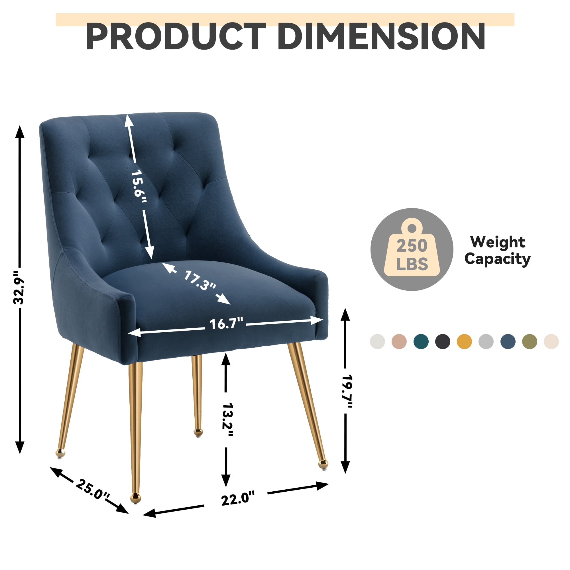 SEYNAR Elegant Tufted Upholstered Dining Chairs Set of 6, Velvet Accent Chair for Dining Room(Navy)