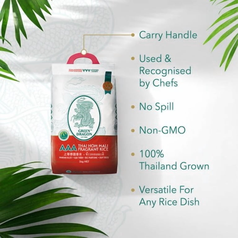 Green Dragon Thai Hom Mali Fragrant Jasmine Rice 5kg, British