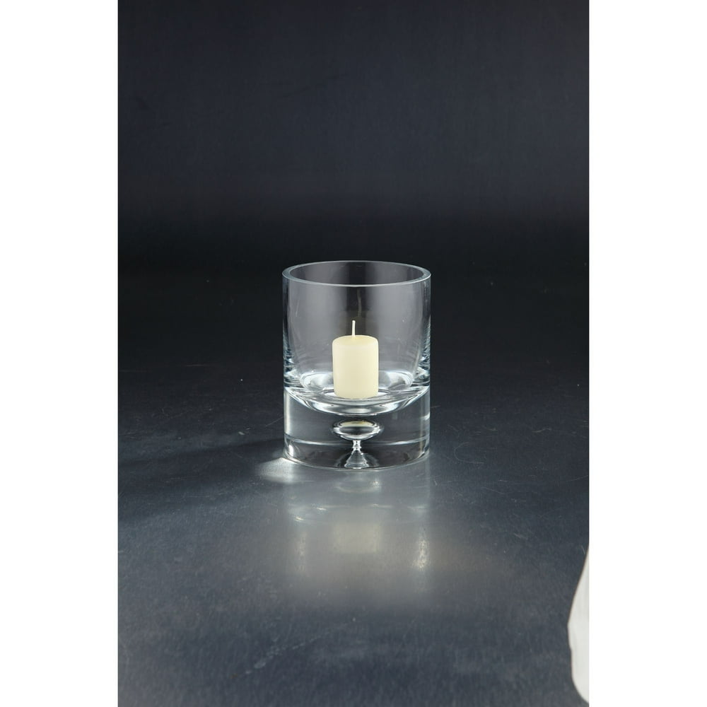 6" Clear Hand Blown Cylinder Glass Candle Holder