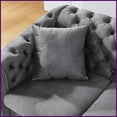 thumbnail image 6 of Grey Velvet Chesterfield Sofa, 84-Inch Tufted 3-Seat Couch with Gold Stainless Accents for Living Room, 6 of 11