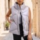 thumbnail image 4 of Gibobby Chalecos de mujer de vestir, Chaleco corto con cuello alto para mujer, sin mangas, ligero(Caqui,M), 4 of 5
