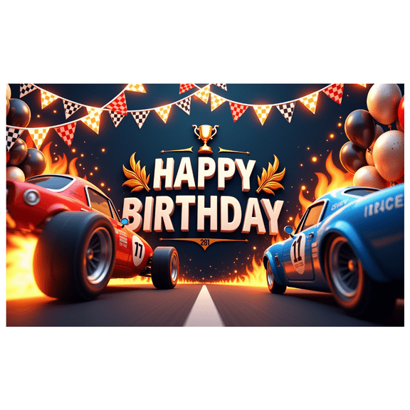 Racing Theme Banner Decorative Design Colorful Balloons Party Backdrop for Birthday Party Kids Celebration