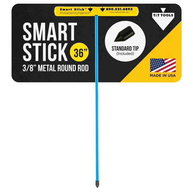 T&T Tools Smart Stick Metal Soil Probe - 36-Inch Long Metal Rod with 3/8" Round Rod - Heavy Duty Ground Penetrating Tool - T-Handle Probing Rod for Locating, Plumbing, Landscaping & Gardening Tools