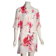 Women's Plus Rose Print Wrapper Mini Robe