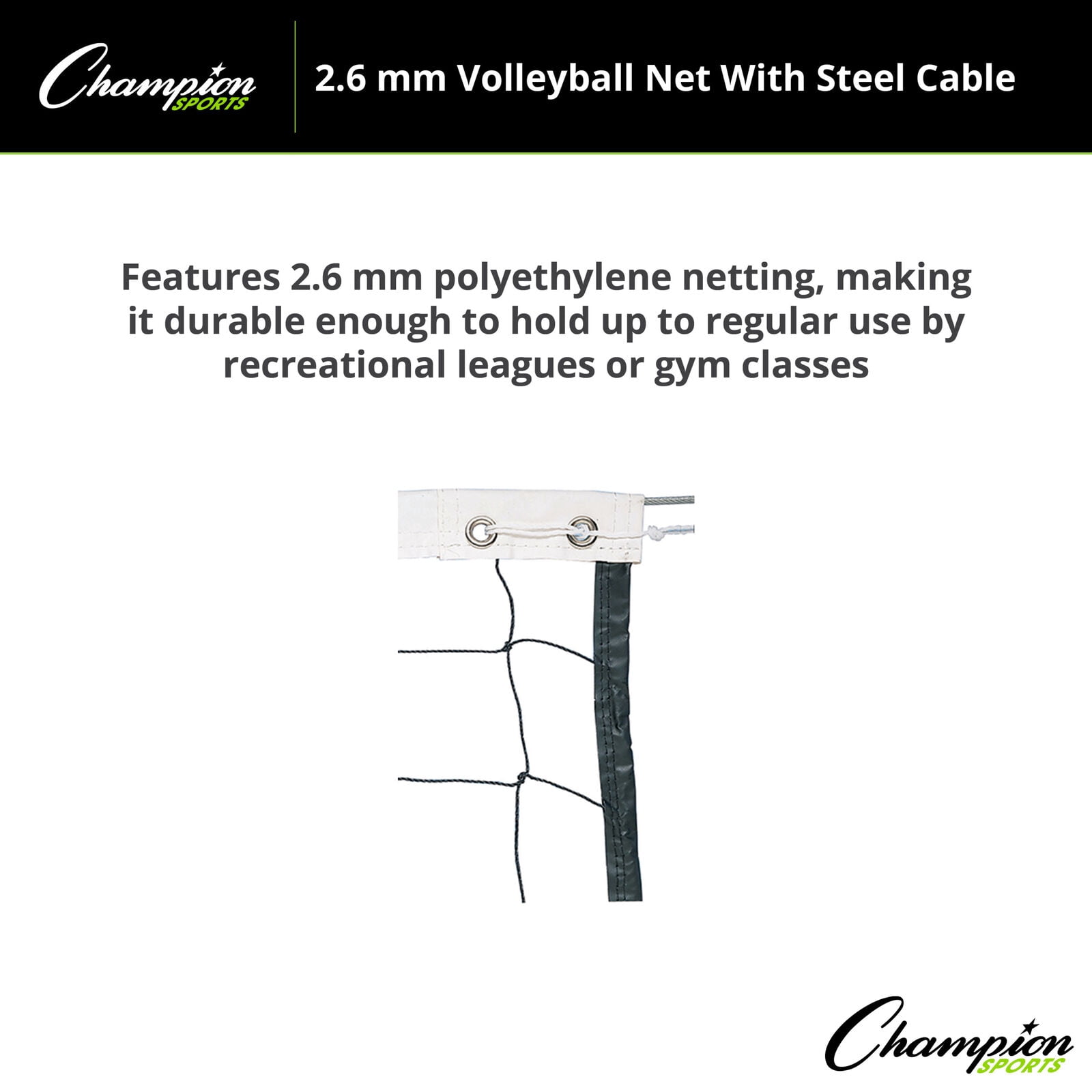 Champion Sports Braided Volleyball Nets, White, 32 x 3-Feet
