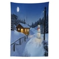 thumbnail image 3 of Ambesonne Winter Tablecloth Rectangular Table Cover, Rustic Wood Cottage, 60"x90", Blue White, 3 of 4