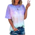 thumbnail image 1 of Nlfie Femmes Cravate Teinté Imprimé Manches Courtes Col Rond Pull-Overs, 1 of 3