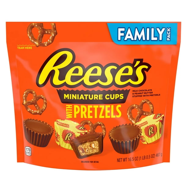 Reeses Miniatures Stuffed With Pretzels Milk Chocolate Peanut Butter Cups Candy Gluten Free 165 Oz Family Pack 5 Count - Walmartcom