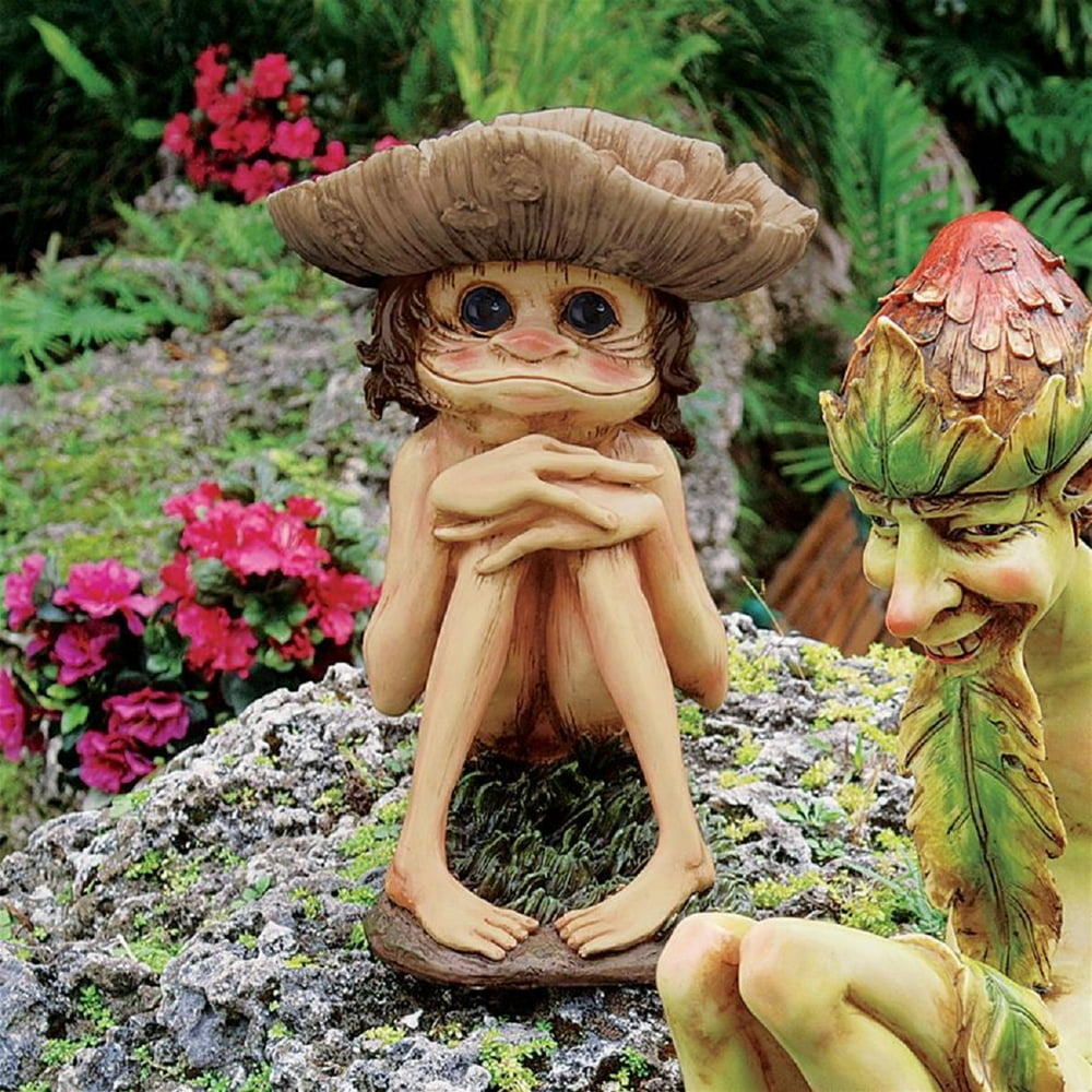 13" Sitting Troll Hand Painted Outdoor Garden Statue