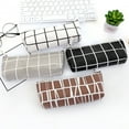 thumbnail image 3 of Trayknick Simple Striped Plaid Canvas School Pencil Case Stationery Storage Zipper Bag, 3 of 13
