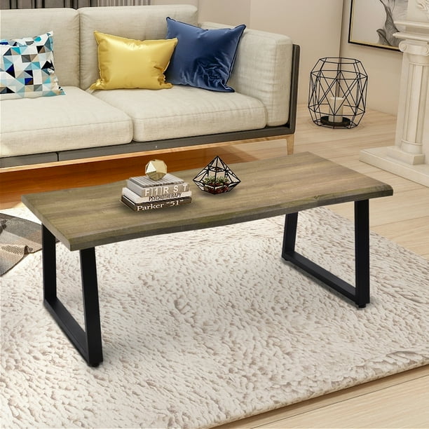 Harper&Bright Designs Rustic Natural Coffee table, Metal Frame