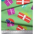 thumbnail image 3 of Soimoi Green Poly Georgette Fabric Gift Box Party Fabric Prints By Yard 42 Inch Wide, 3 of 5