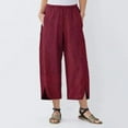 thumbnail image 2 of AOMPMSDX Women'S Pants Women' Fashion Casual Solid Color Casual Loose Trousers Straight Pants Bifurcated Wide Pocket Corduroy Pants Red Casual Shorts L, 2 of 7