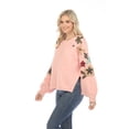 thumbnail image 4 of Simply Couture Women's Plus Size Solid Blooming Floral Embroidered Blouson Sleeve Knitted Sweater Top, 4 of 4