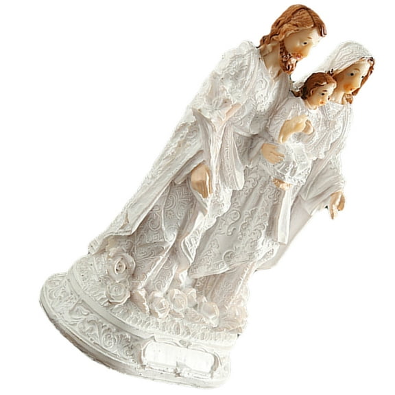 GOOHOCHY Holy Family Statue Religious Resin Decoration White Color Great for Home Office or Gifts 6.5 Inches
