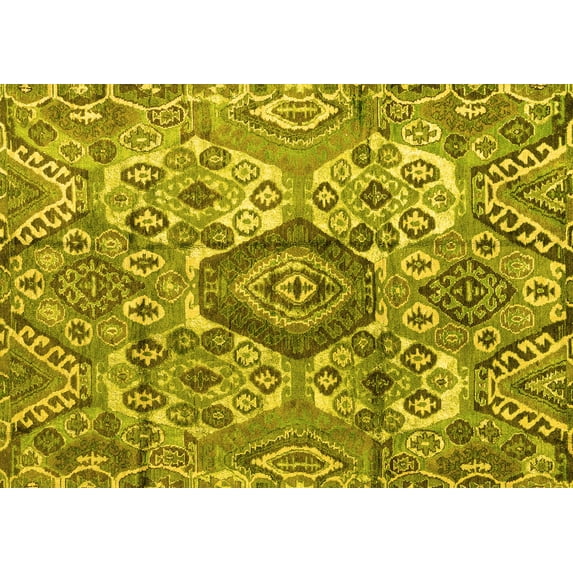 Ahgly Company Indoor Rectangle Abstract Yellow Modern Area Rugs, 8' x 12'