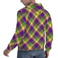 thumbnail image 4 of Bingfone Mardi Gras Plaid Men'S Drawstring Hoodie Long Sleeve Pocket Sweatshirts-X-Large, 4 of 9