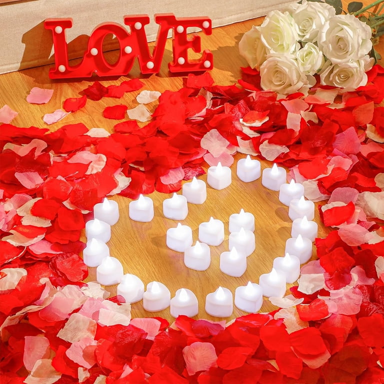 4-Pack LED Crystal Candle Lights – Battery Operated, Romantic Rose Shadow Flameless Pillar Candles – White, For Weddings, Christmas, Valentine's, Anniversaries