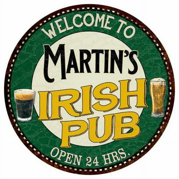 Martin's Irish Pub 12" Round Metal Sign Kitchen Bar Wall Décor 200120036325