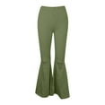 thumbnail image 3 of Qulqfy Flare Pants Women Plus Size Bell Bottom Green Casual Plain Bootcut Pants L, 3 of 5