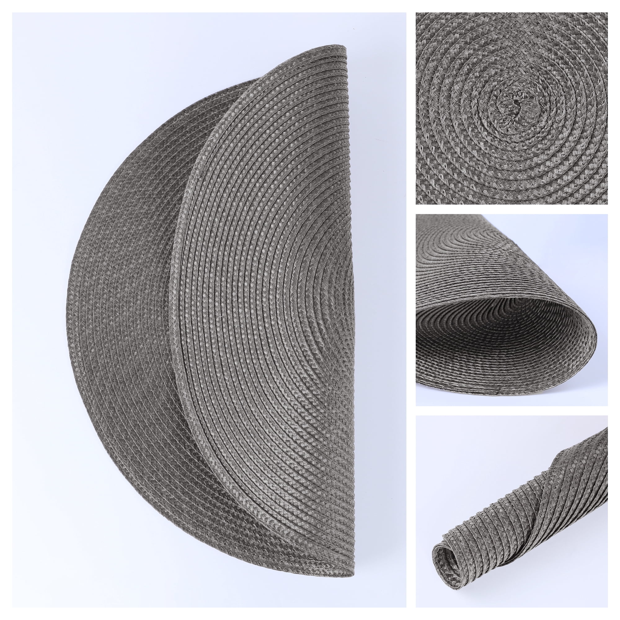 Unique Bargains Rustic Placemats Set of 6 Woven Placemats Dark Gray