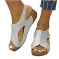 thumbnail image 4 of Miluxas Platform Sandals Women Orthopedic Sandals Arch Support Summer Lightweight Sandals Wedge Slippers Silver 9.5(43), 4 of 5