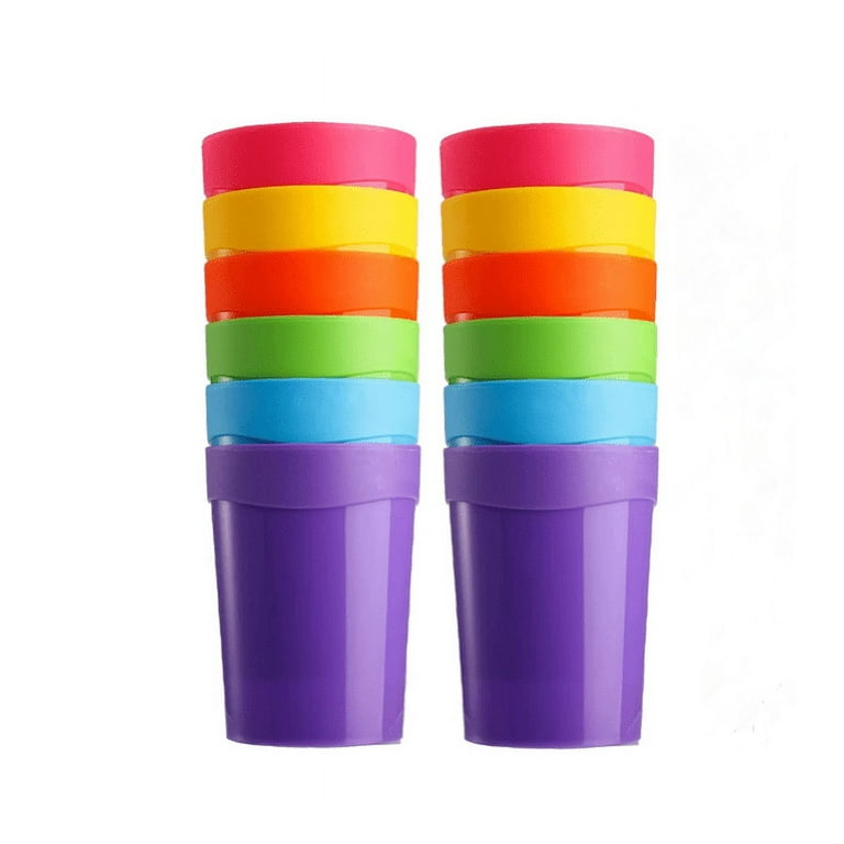 Topboutique 12Pcs Reusable Plastic Cups 400ml Small Plastic Drinking Cups  Tumblers Set for Children Kids, Kitchen, Outdoor Parties, Picnics, BBQ's,  Travels(Random Colors) 