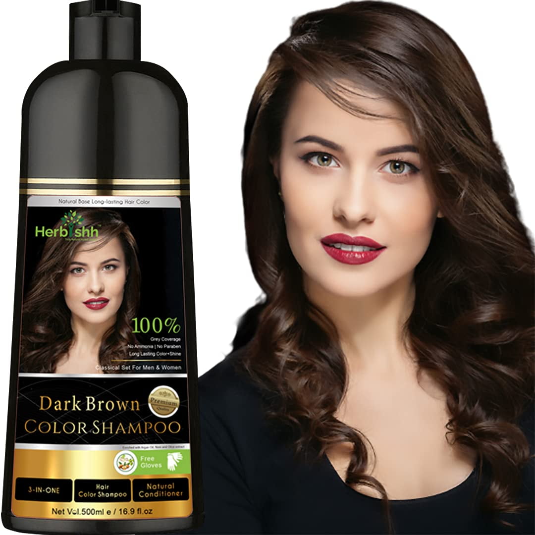 Herbishh Hair Color Shampoo for Gray Hair – Ammonia-Free Dark Brown Natural  Hair Dye Shampoo– 500ml | Walmart Canada