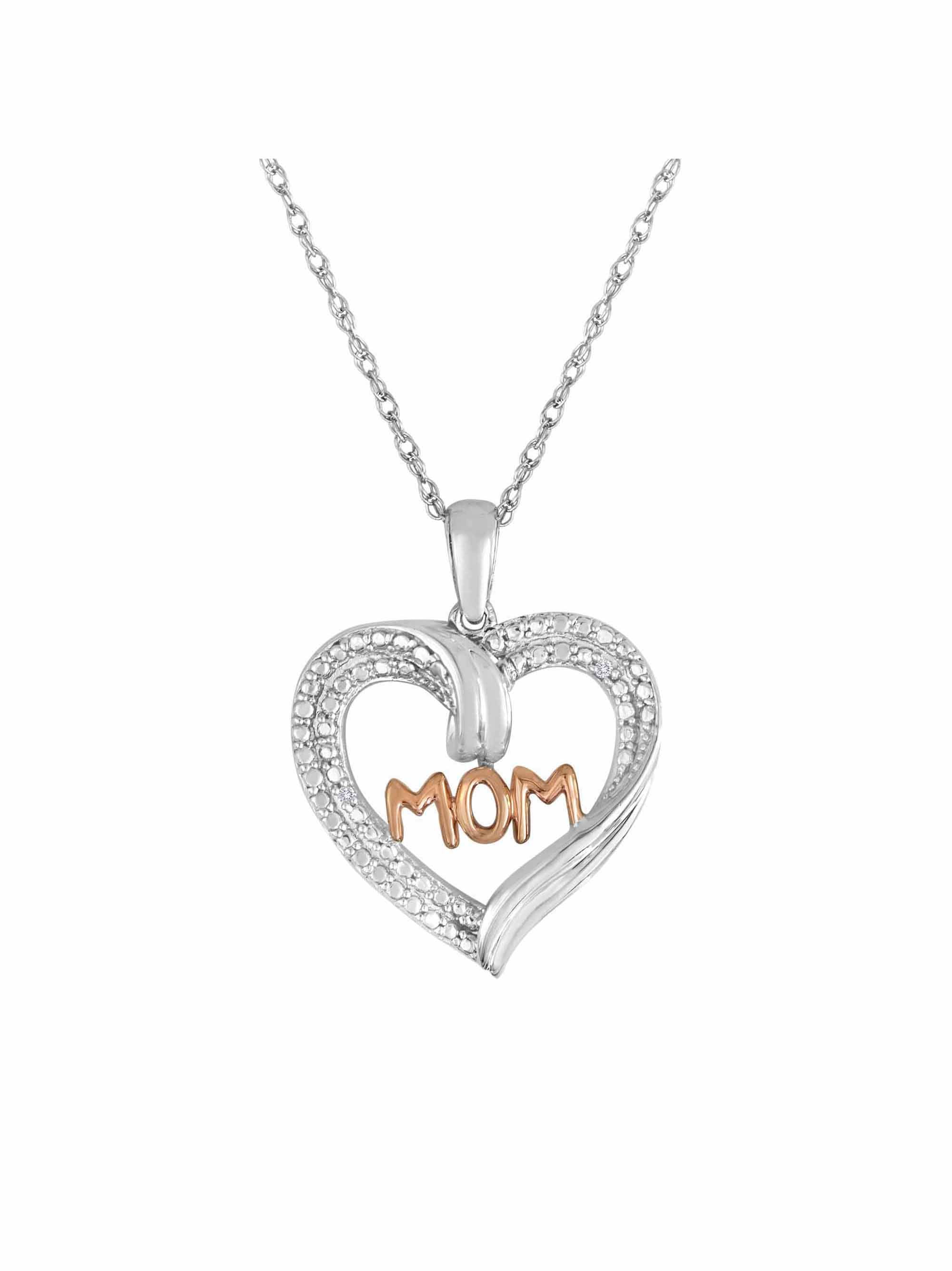 Rose Gold-plated Silver 20mm Sweet Mom Pendant 