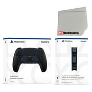 Sony PlayStation 5 Black DualSense Wireless Controller and Charging Station with Microfiber Cleaning Cloth
