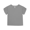 thumbnail image 2 of Summer Savings Clearance 2025! THDHVS Toddler Shirts,Girls Tops,Teen Girl Summer clothes Round Neck Solid Color Casual Short Sleeve Gray 12 Years, 2 of 8