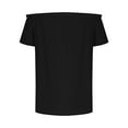 thumbnail image 6 of ZQGJB Women's Off Shoulder Ruffle Short Sleeve Ruched Casual Tops Elegant Dressy Beach Vacation Blouse Loose Fit Shirt Black XL, 6 of 7