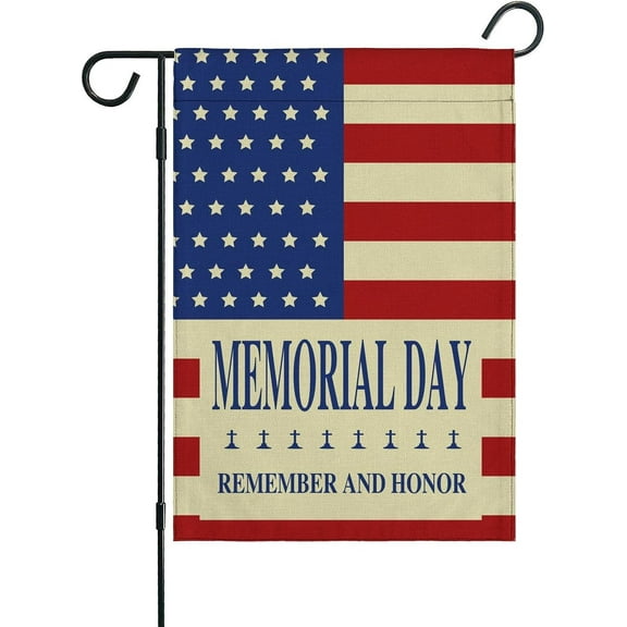 Memorial Day Garden Flag Yard Flag Double Sided Vertical Outdoor Decor Remember and Honor Our Heroes American Flags 12.5 X 18 Inch