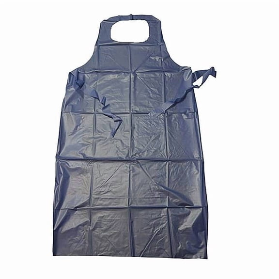 Disposable Bib Apron, Vinyl, Die-Cut, 6 mil, 45 in, Blue, 45 in x 36 in, 12 PK