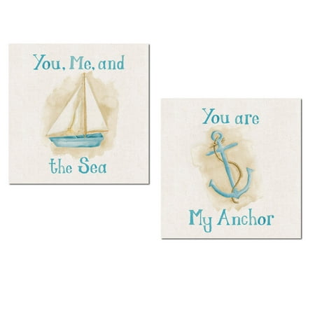 You Me And The Sea Cushion Nautical Watercolor-Style Sweet Sentiment