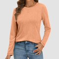 thumbnail image 4 of Fall Tops for Women Solid Color Round Neck Long Sleeved Layered Sleeve Top Base Shirt Top Soft Sweatshirt Winter Warm Underwear Stretchable Oversize Lightweight Women Blouses Basic Tops, 4 of 8