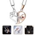 thumbnail image 3 of 1 Pair Matching Couple Necklaces Heart Lock and Key Pendant Valentine’s Day Gift for Him and Her, 3 of 8