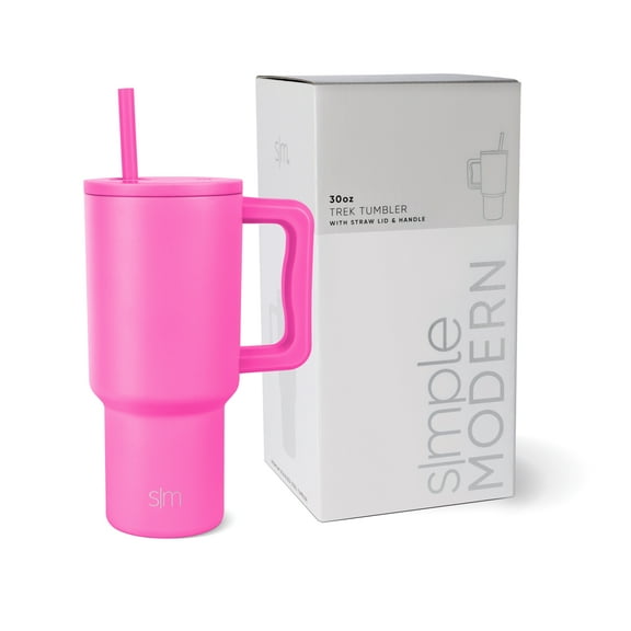 Simple Modern 30 fl oz Insulated Stainless Steel Trek Tumbler with Straw Lid | Raspberry Vibes