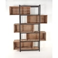thumbnail image 4 of Ramy Accent Bookcase, Zig Zag Design, 90 Inch Black Metal, Gray Brown, 4 of 5