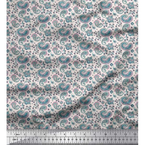 Soimoi Cotton Voile Fabric Block Paisley Printed Craft Fabric by The Yard 42 Inch Wide