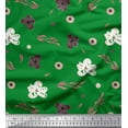 thumbnail image 1 of Soimoi Green Cotton Cambric Fabric Leaves & Montara Tetrarose Floral Print Sewing Fabric Yard 42 Inch Wide, 1 of 3