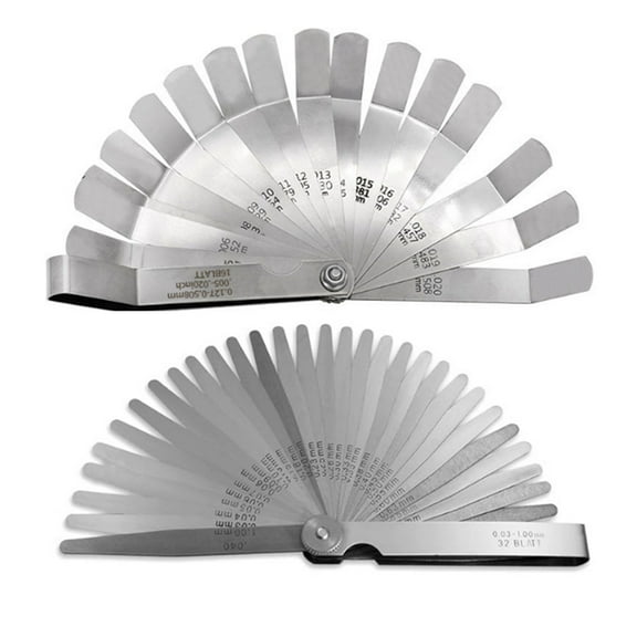 Feeler Gauges Set, 32 Blades Tapered and 16 Blades Offset Feeler Gauge Set, Dual Marked SAE and Metric Feeler Gauge