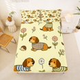 thumbnail image 4 of Manfei Cartoon Dachshund Dog Bed Sheets, Daisy Floral Full Size Sheets, Cream, 4pcs, 1 Flat Sheet, 1 Fitted Sheet and 2 Pillowcases, 4 of 6