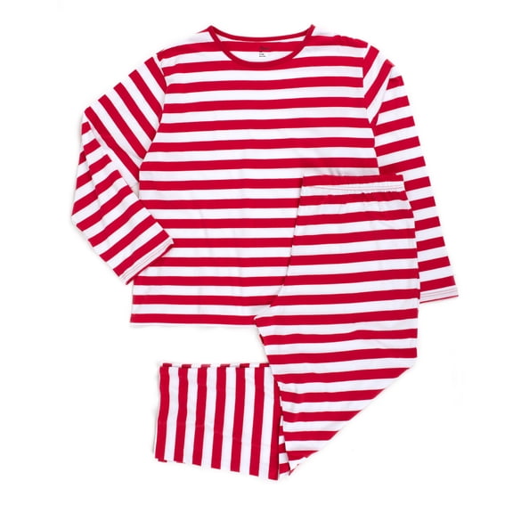 Leveret Mens Two Piece Cotton Pajamas Striped Red & White Plus Size 4XL