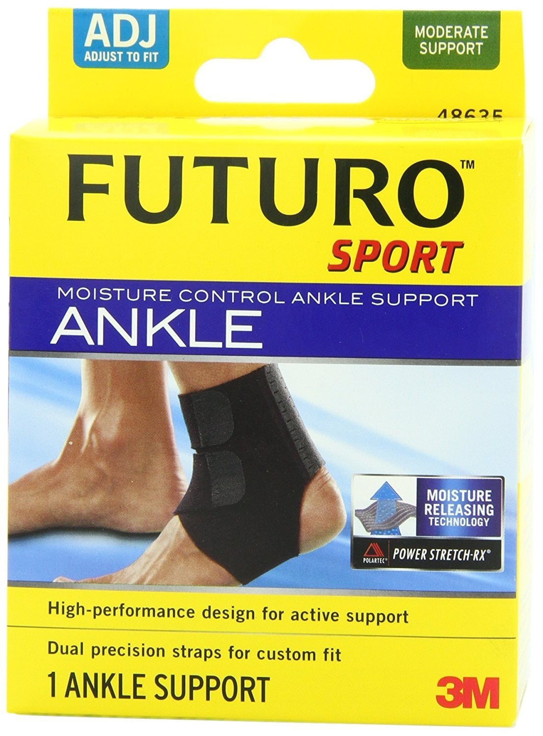 Futuro Sport Power Stretch Moisture Control Ankle Support Adjustable Black