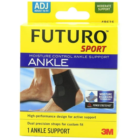 Futuro Sport Power Stretch Moisture Control Ankle Support Adjustable Black