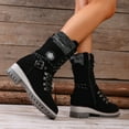 thumbnail image 5 of UngA Womens Combat Boots Ankle Boots Lace-Up Platform Lug Sole Women Boots Black,Size 6.5, 5 of 7